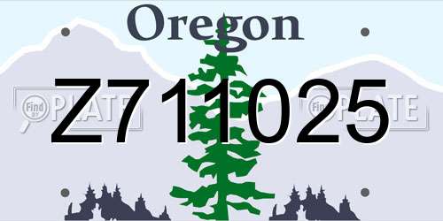 Z711025 Oregon License Plate