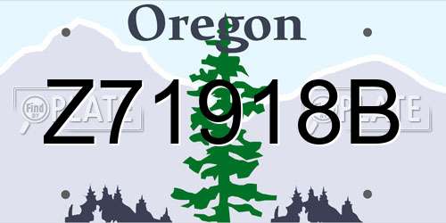 Z71918B Oregon License Plate