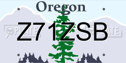 Z71ZSB Oregon License Plate