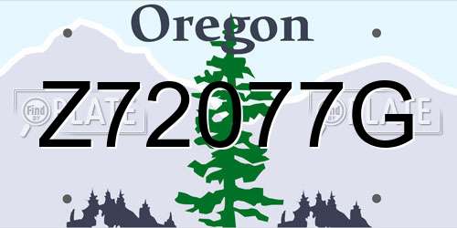 Z72077G Oregon License Plate