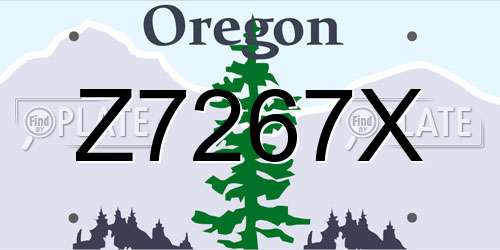 Z7267X Oregon License Plate