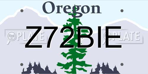 Z72BIE Oregon License Plate