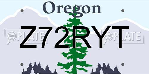 Z72RYT Oregon License Plate