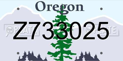 Z733025 Oregon License Plate