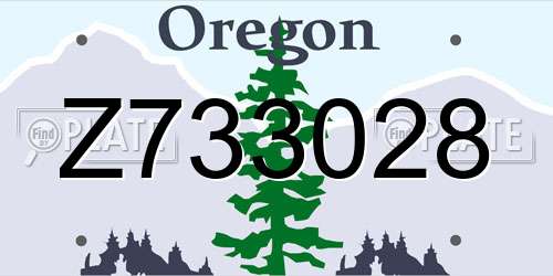 Z733028 Oregon License Plate