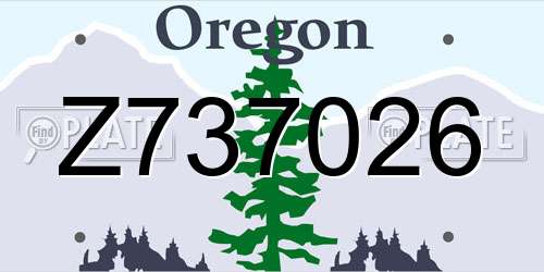 Z737026 Oregon License Plate