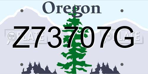 Z73707G Oregon License Plate