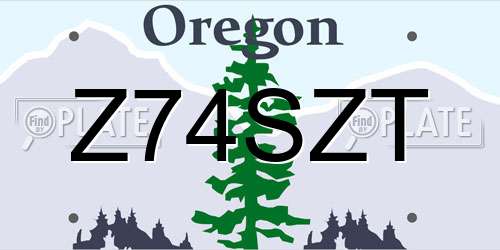 Z74SZT Oregon License Plate