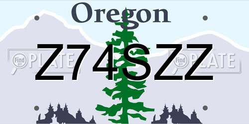 Z74SZZ Oregon License Plate