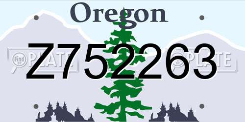 Z752263 Oregon License Plate