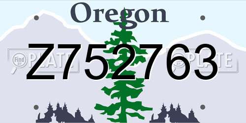 Z752763 Oregon License Plate