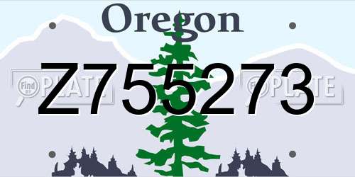 Z755273 Oregon License Plate