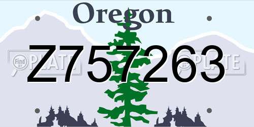 Z757263 Oregon License Plate