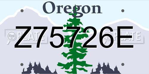 Z75726E Oregon License Plate