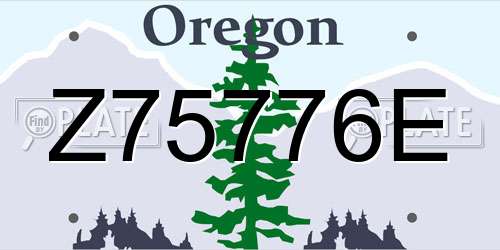 Z75776E Oregon License Plate