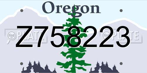 Z758223 Oregon License Plate