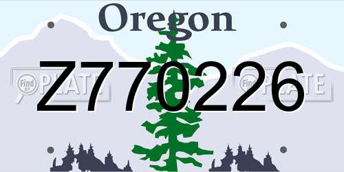 Z770226 Oregon License Plate