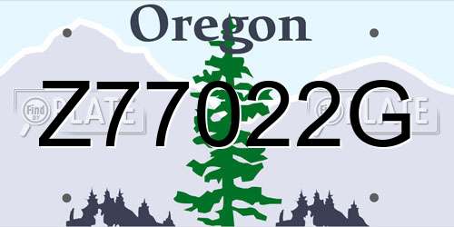 Z77022G Oregon License Plate