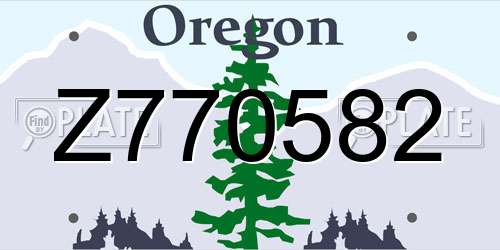 Z770582 Oregon License Plate