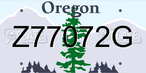 Z77072G Oregon License Plate