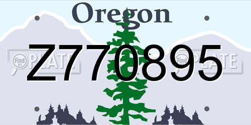 Z770895 Oregon License Plate