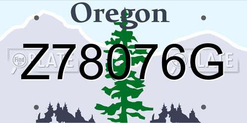 Z78076G Oregon License Plate