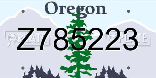 Z785223 Oregon License Plate