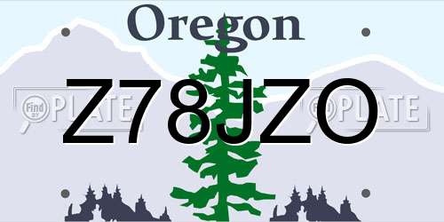 Z78JZO Oregon License Plate