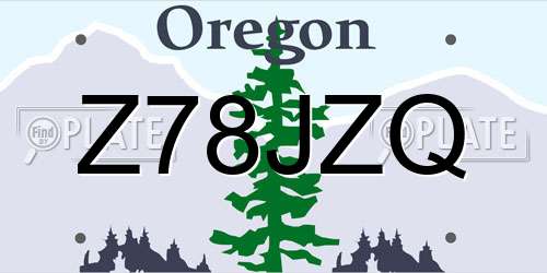 Z78JZQ Oregon License Plate