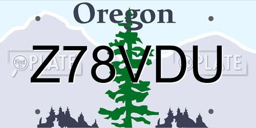 Z78VDU Oregon License Plate