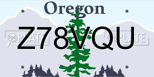 Z78VQU Oregon License Plate