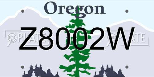 Z8002W Oregon License Plate