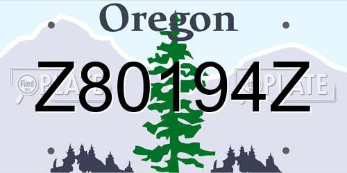 Z80194Z Oregon License Plate