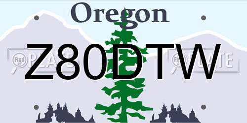 Z80DTW Oregon License Plate