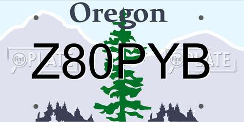 Z80PYB Oregon License Plate