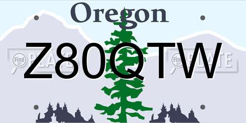 Z80QTW Oregon License Plate