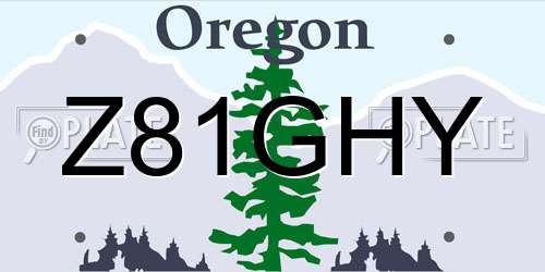 Z81GHY Oregon License Plate