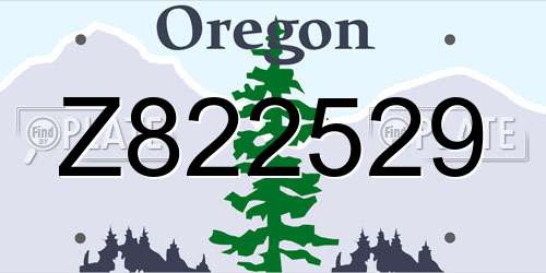 Z822529 Oregon License Plate
