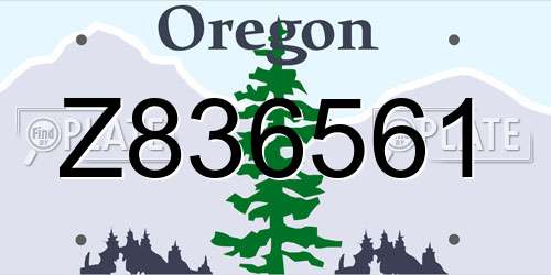 Z836561 Oregon License Plate
