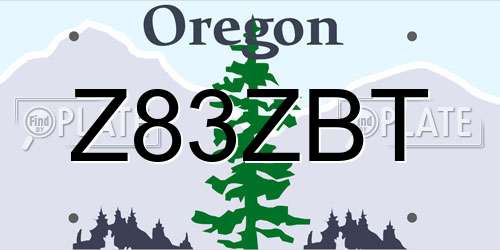 Z83ZBT Oregon License Plate