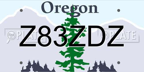 Z83ZDZ Oregon License Plate