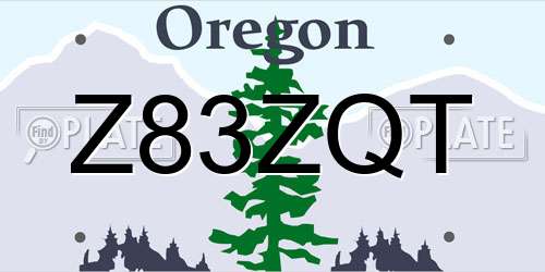 Z83ZQT Oregon License Plate