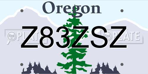Z83ZSZ Oregon License Plate