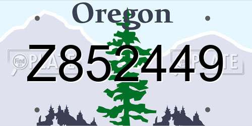 Z852449 Oregon License Plate