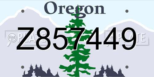 Z857449 Oregon License Plate