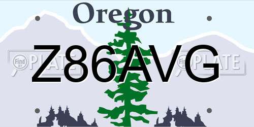 Z86AVG Oregon License Plate