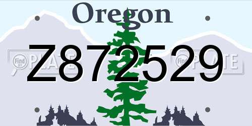 Z872529 Oregon License Plate