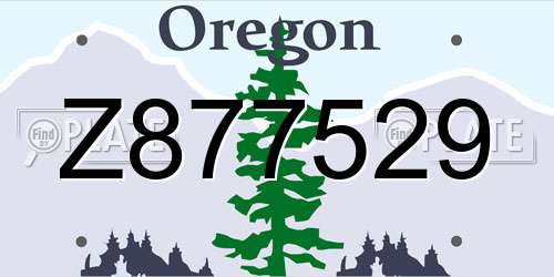 Z877529 Oregon License Plate
