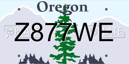 Z877WE Oregon License Plate