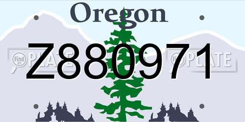 Z880971 Oregon License Plate